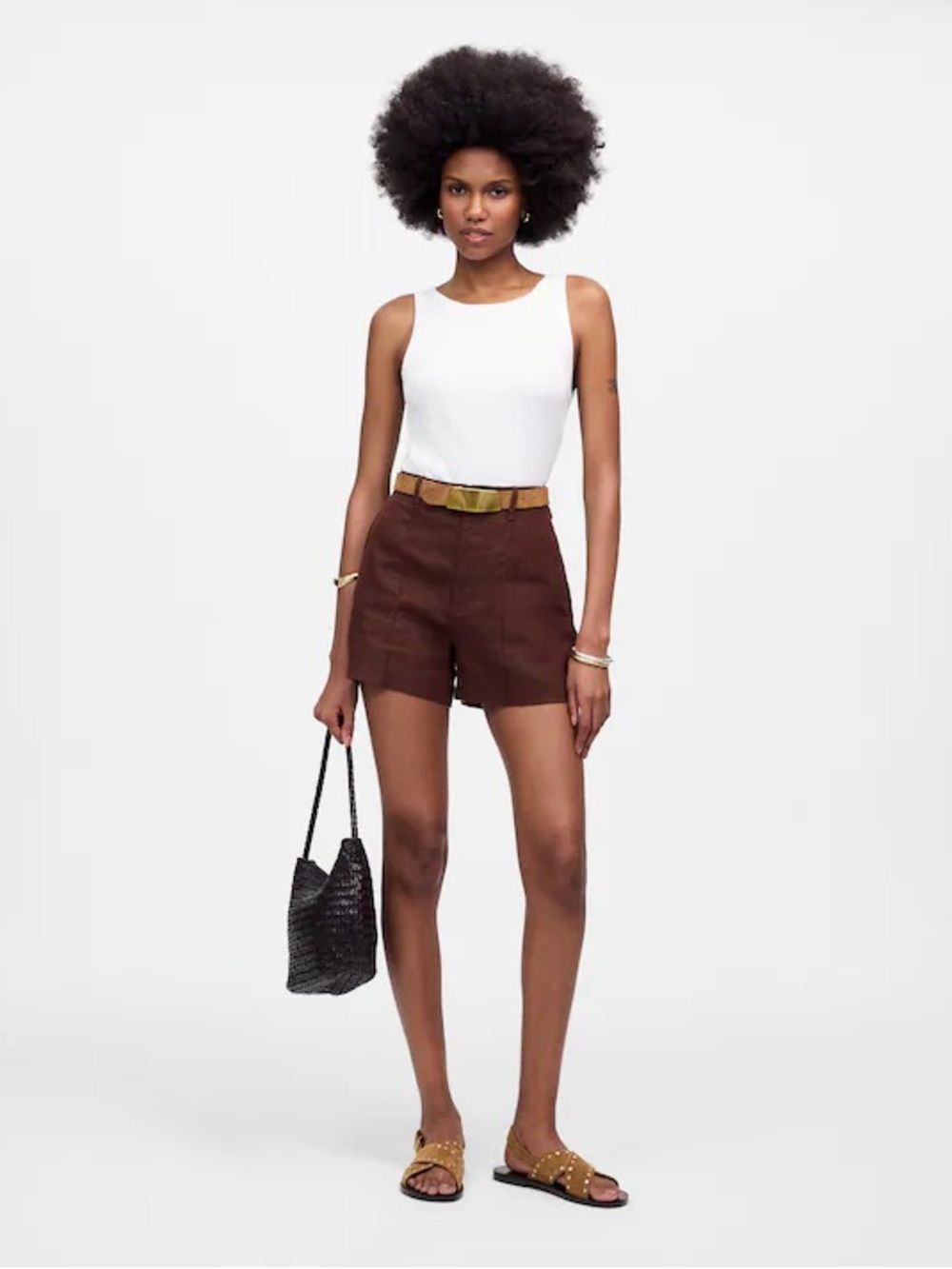 NWT Madewell Pintucked Shorts in 100% Linen Chocolate Raisin Brown Size 4